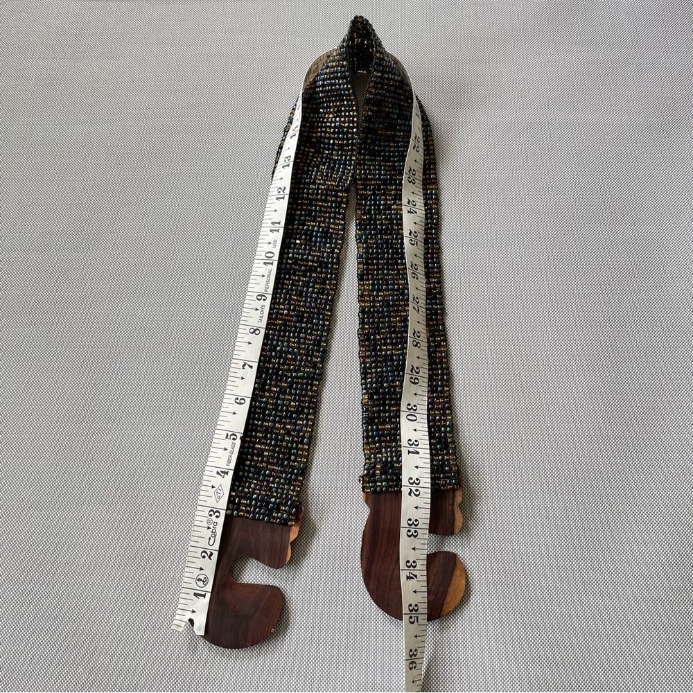 Wooden Accent Beaded Stretch Belt in Black Multicolor - Picture 5 of 6